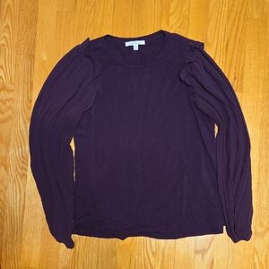 Elegant Women's Plum Blouse with Ruffled Sleeves